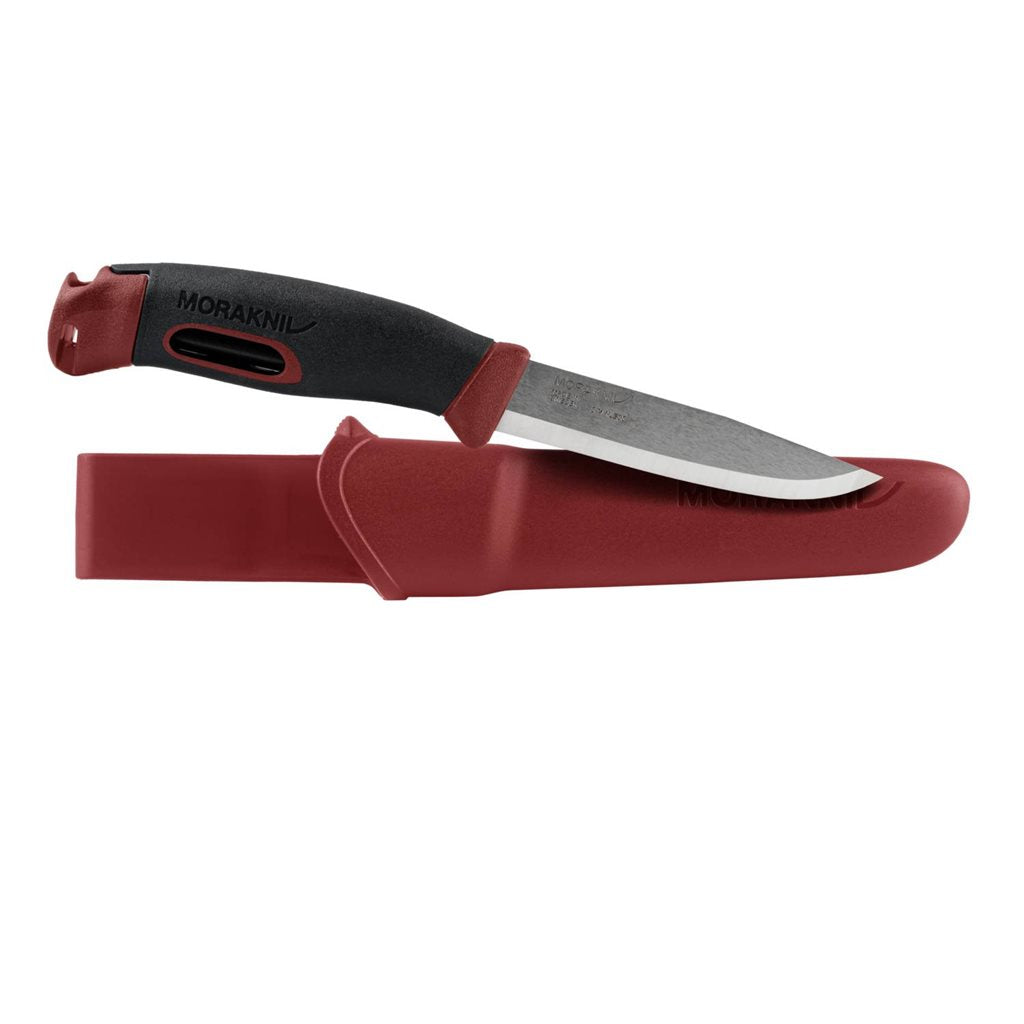 Cuchillo COMPANION SPARK negro de MORA con funda de cinturón de plástico y pedernal integrado