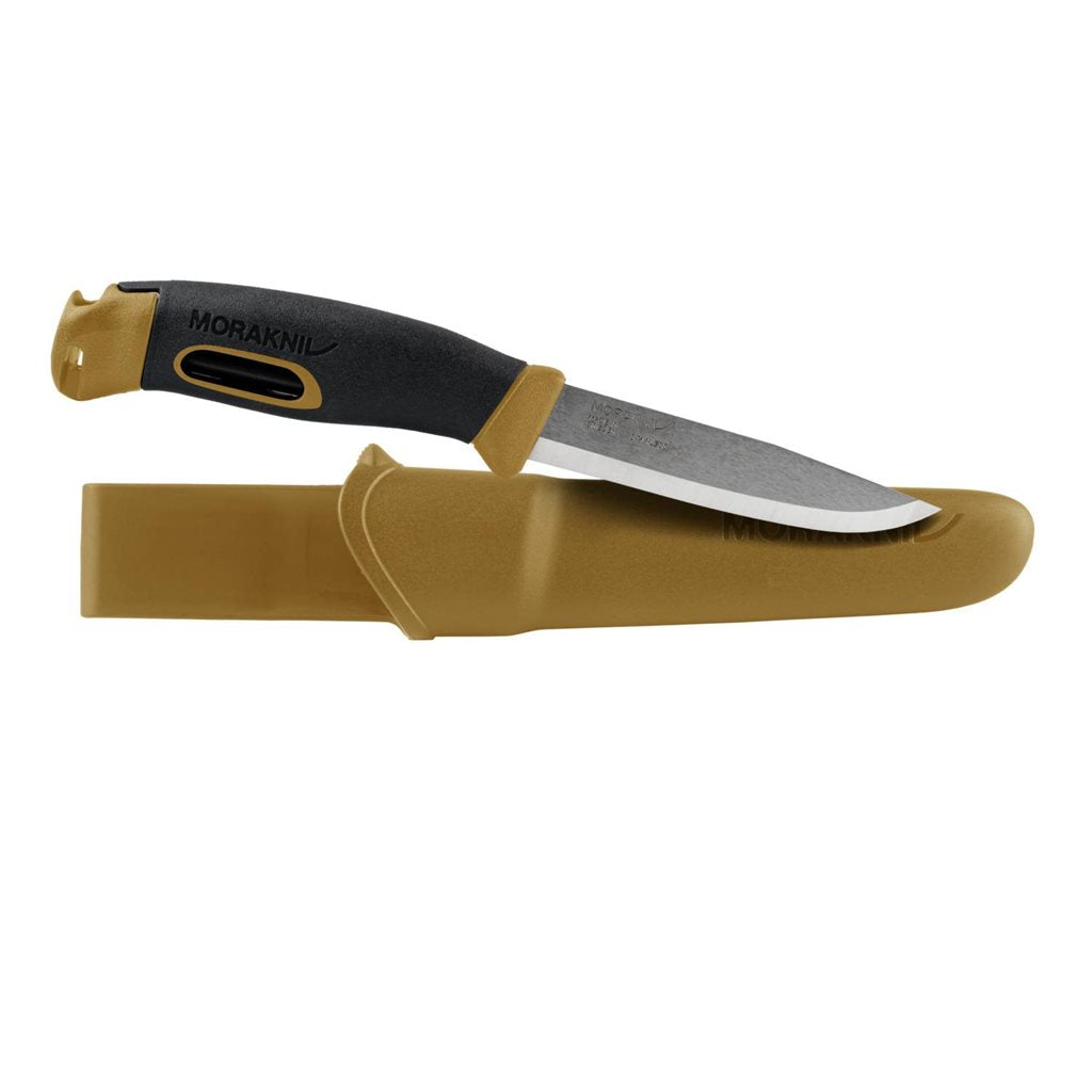 Cuchillo COMPANION SPARK negro de MORA con funda de cinturón de plástico y pedernal integrado