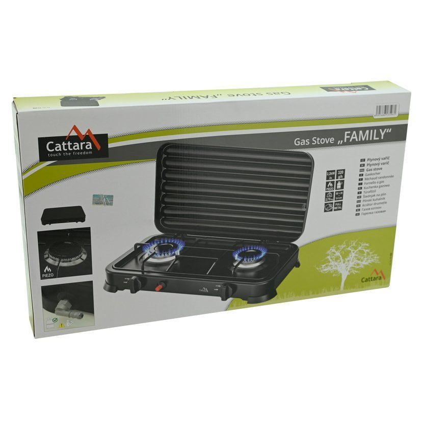 Hornillo de gas doble TRAVELER FAMILY con tapa