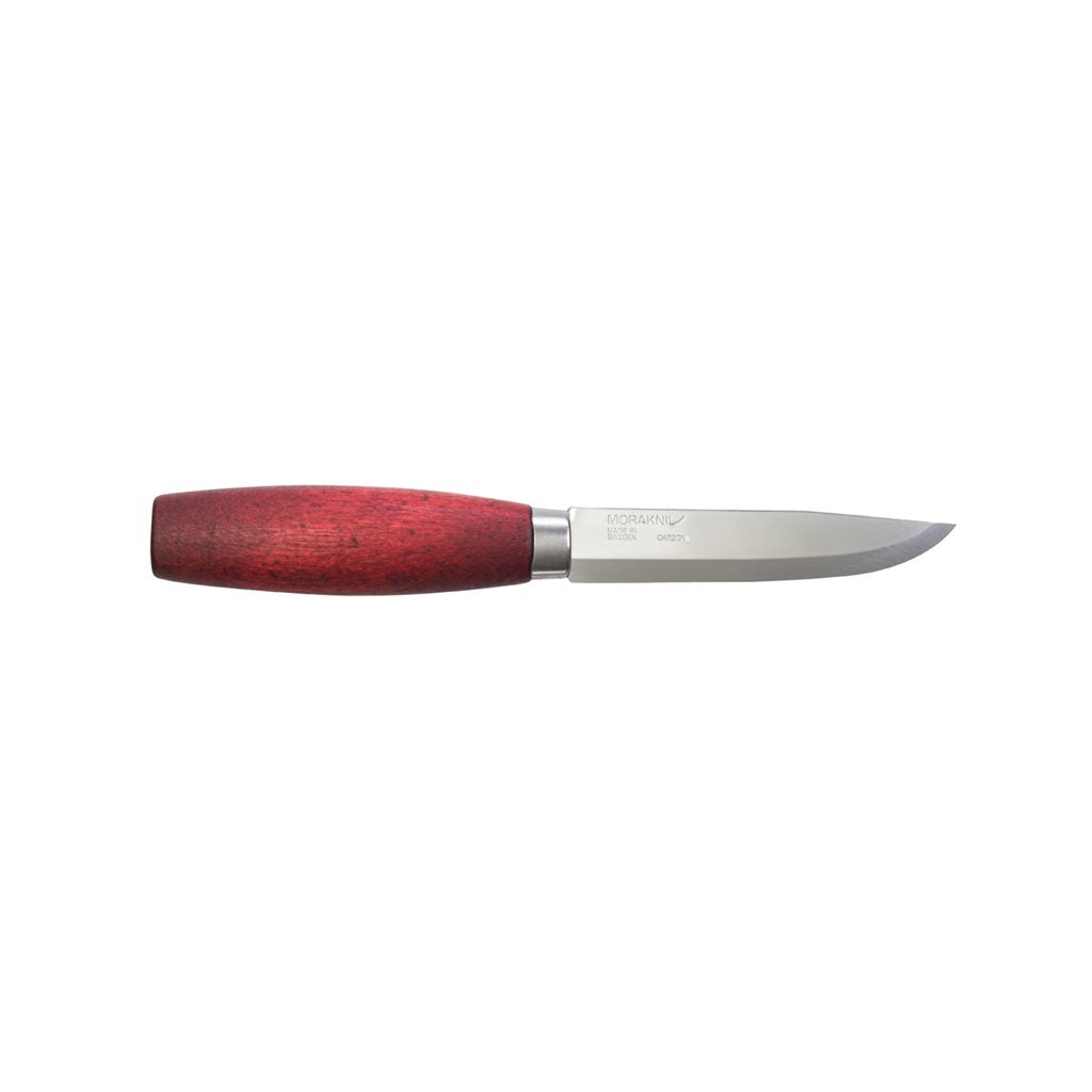 Cuchillo MORA Classic No.2 rojo con hoja de acero al carbono y mango de abedul lacado