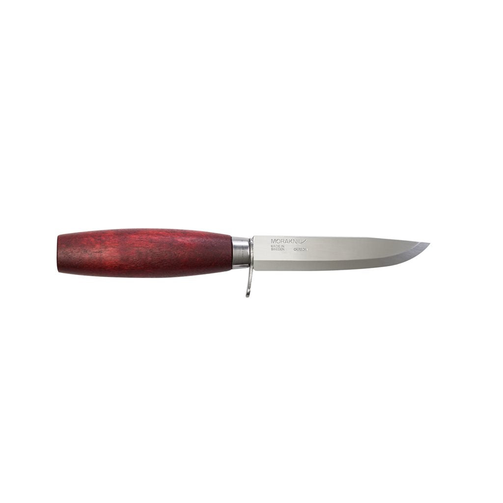 Cuchillo MORA Classic No.2F rojo con hoja de acero al carbono y funda plástica