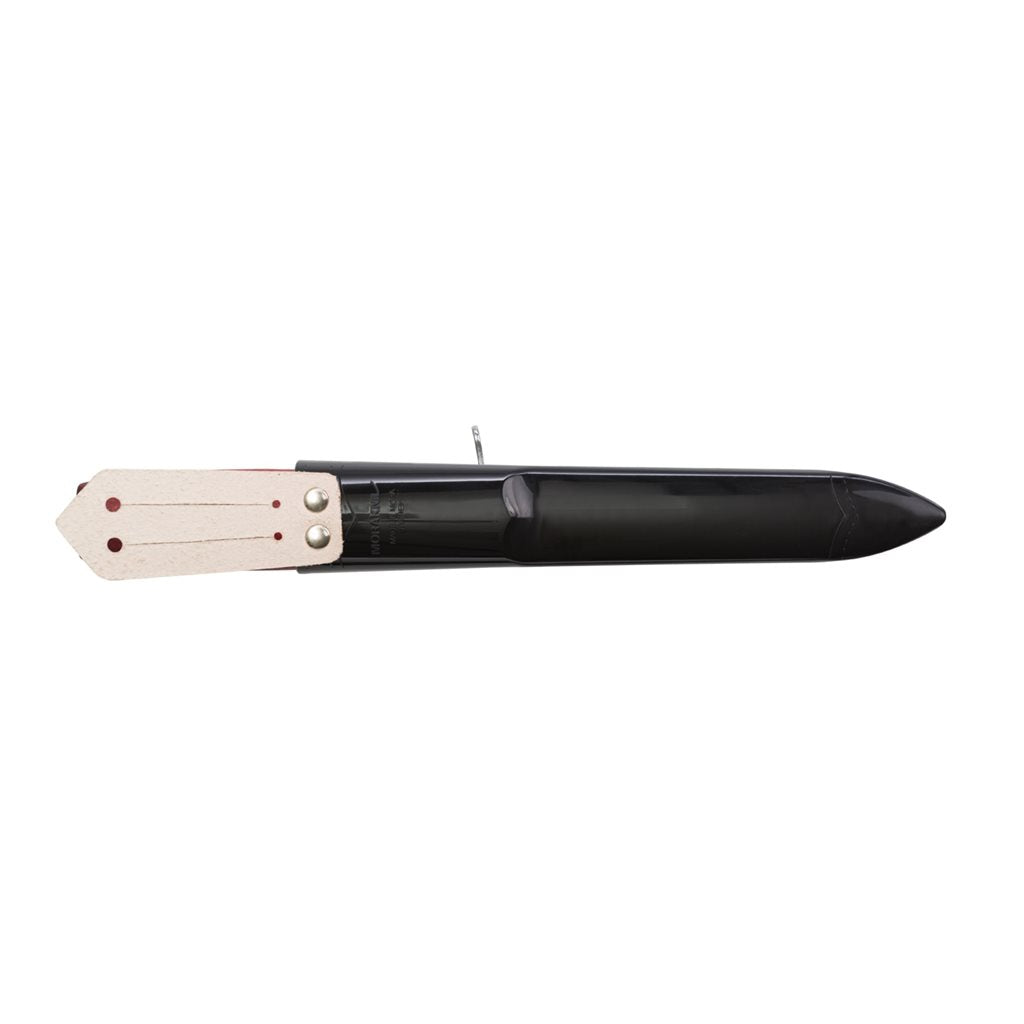 Cuchillo MORA Classic No.2F rojo con hoja de acero al carbono y funda plástica