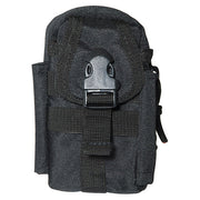 Funda negra para cinturón y MOLLE, apta para móvil o cámara, con cierre de cremallera y bolsillos integrados.