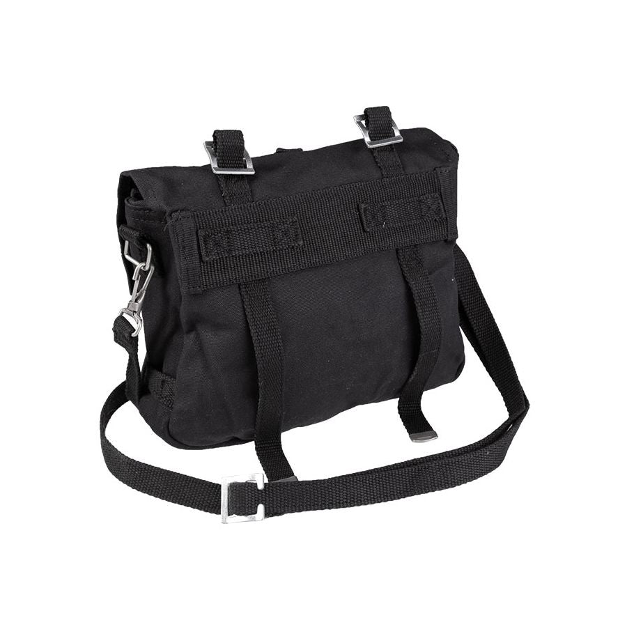 Bolsa bandolera BW negra 23x30x8 cm, 3 compartimentos, 100% algodon