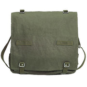 Bolsa bandolera grande de algodón verde con 3 bolsillos interiores, bolsillo exterior y hebillas metálicas