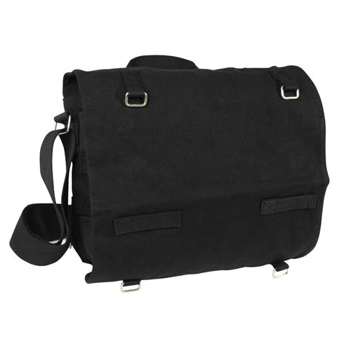 Bolsa bandolera grande de algodón verde con 3 bolsillos interiores, bolsillo exterior y hebillas metálicas
