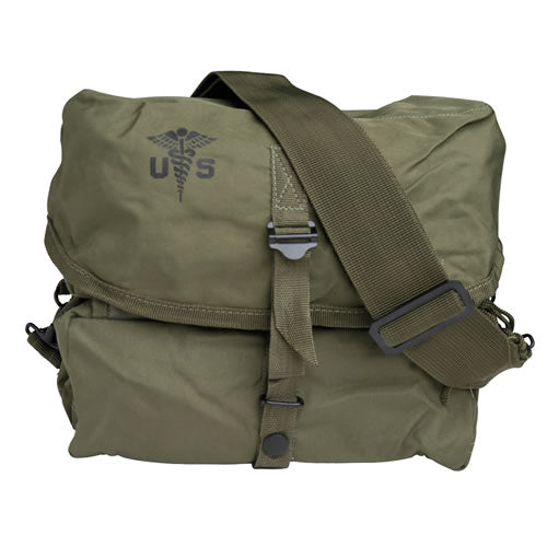 Bolsa US Medical verde con bandolera y cremalleras, 100% nylon