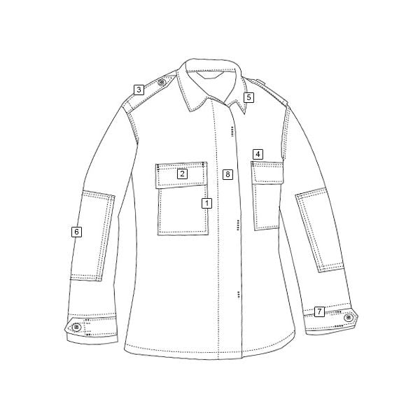 Camisa táctica TRUSPEC verde manga larga con 2 bolsillos de pecho, puños ajustables y codos reforzados