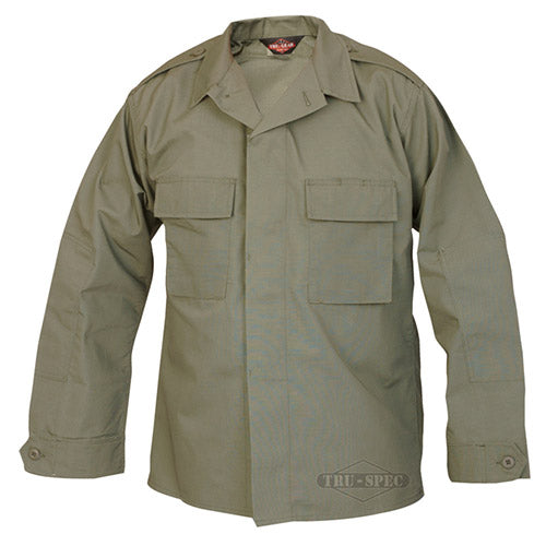 Camisa táctica TRUSPEC verde manga larga con 2 bolsillos de pecho, puños ajustables y codos reforzados