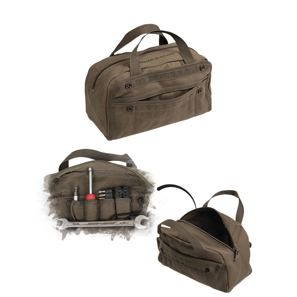 Taška MECHANIC verde — bolsa de lona pequeña para lo esencial