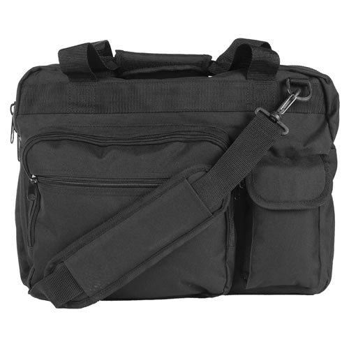 Maletín negro para portátil con correa ajustable y bolsillo exterior