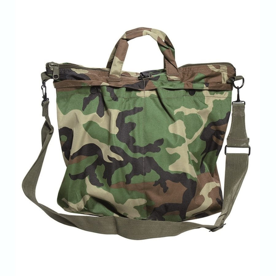 Bolsa US para casco COYOTE de nylon coyote con asa, cremallera y bolsillos laterales (50x48 cm)