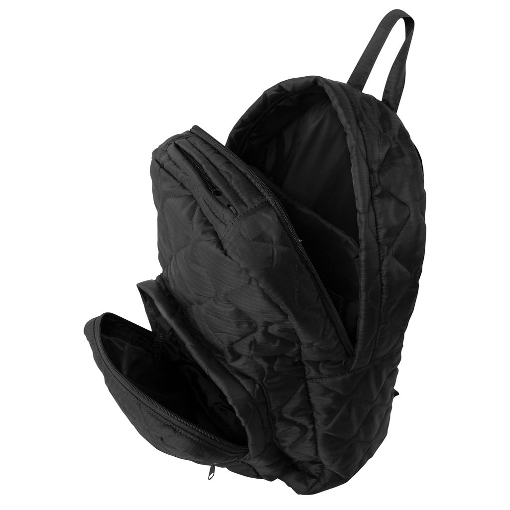 Mochila Woobie negra compacta vista frontal