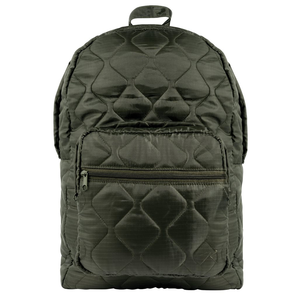 Mochila Woobie verde hecha en poliéster 210T con acabado rip-stop