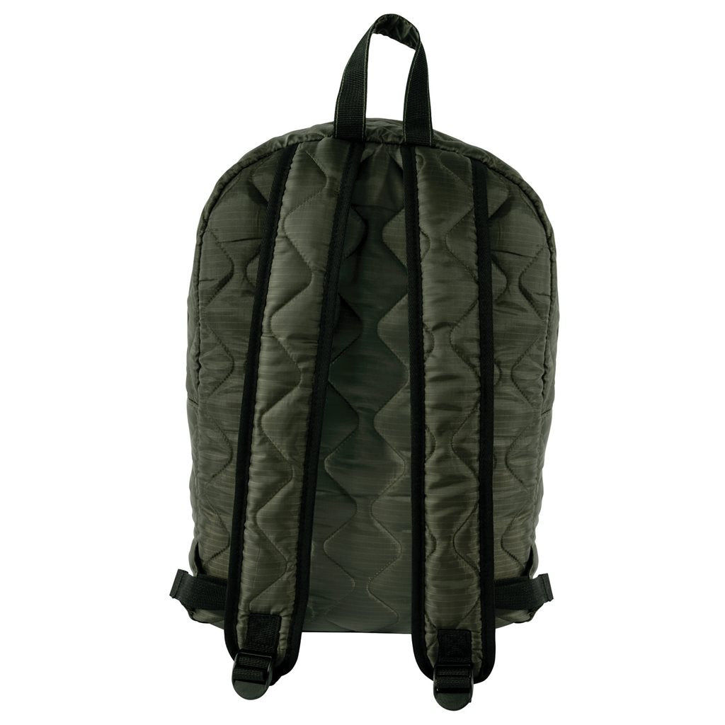 Mochila Woobie verde hecha en poliéster 210T con acabado rip-stop