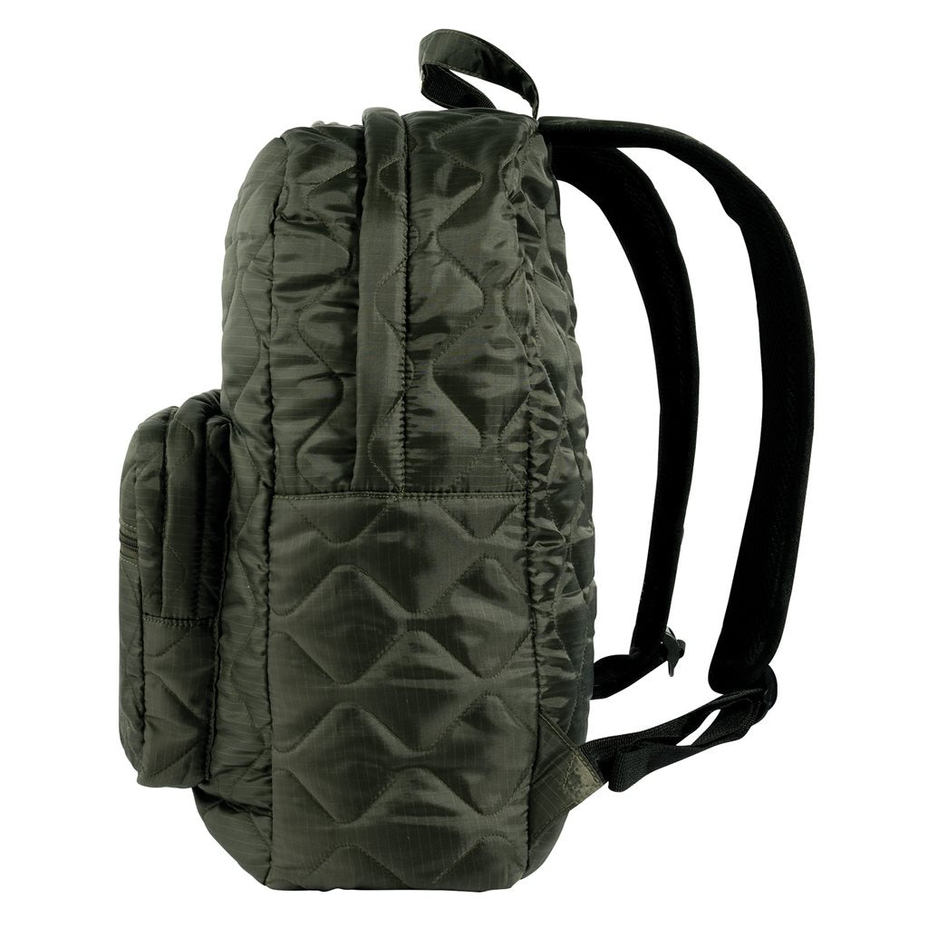 Mochila Woobie verde hecha en poliéster 210T con acabado rip-stop