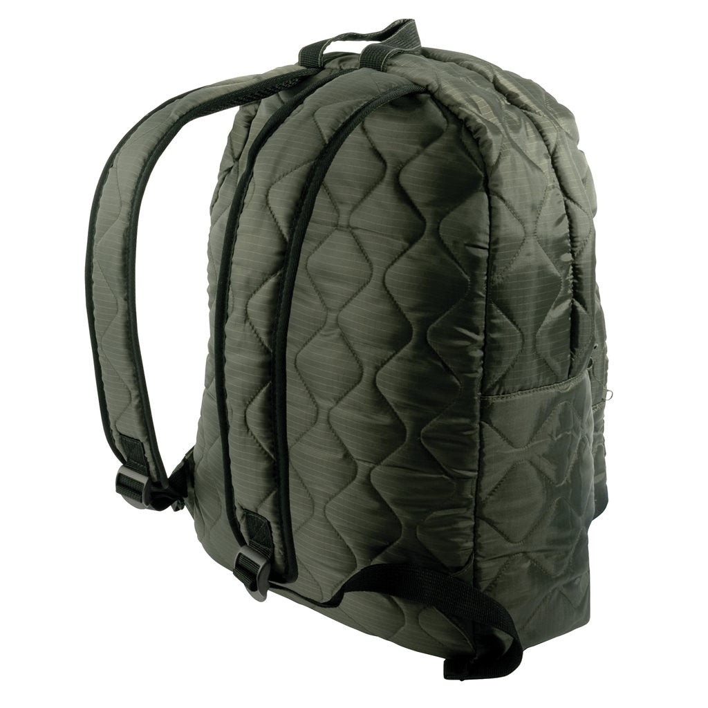 Mochila Woobie verde hecha en poliéster 210T con acabado rip-stop