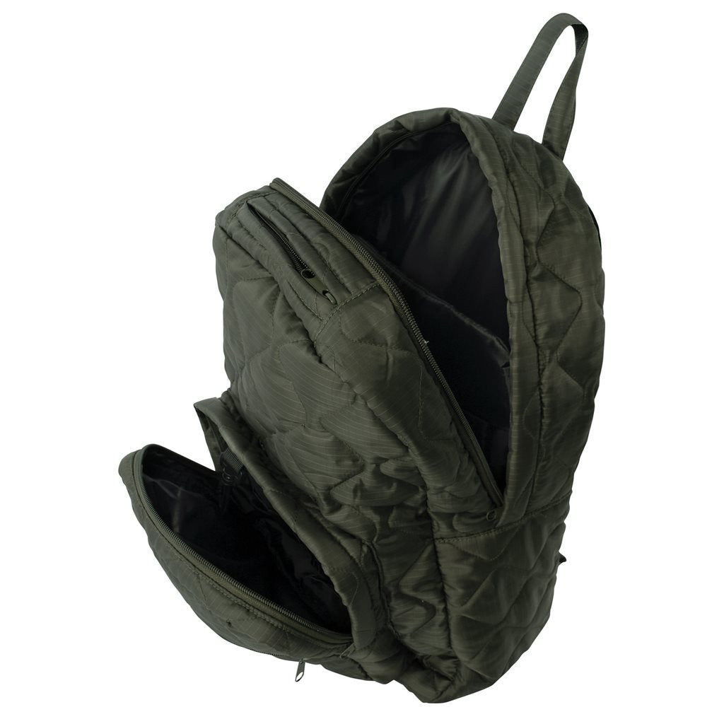 Mochila Woobie verde hecha en poliéster 210T con acabado rip-stop
