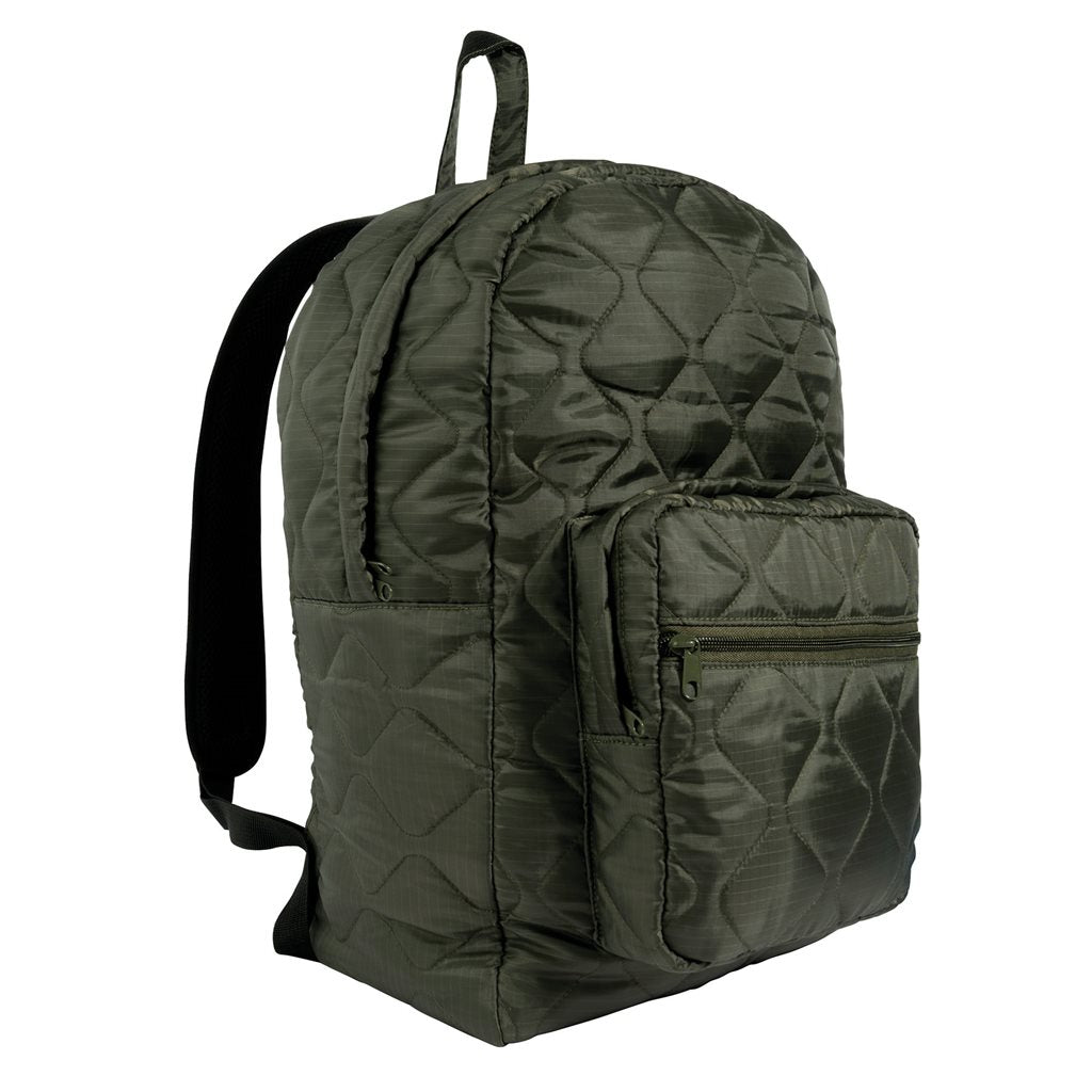 Mochila Woobie verde hecha en poliéster 210T con acabado rip-stop