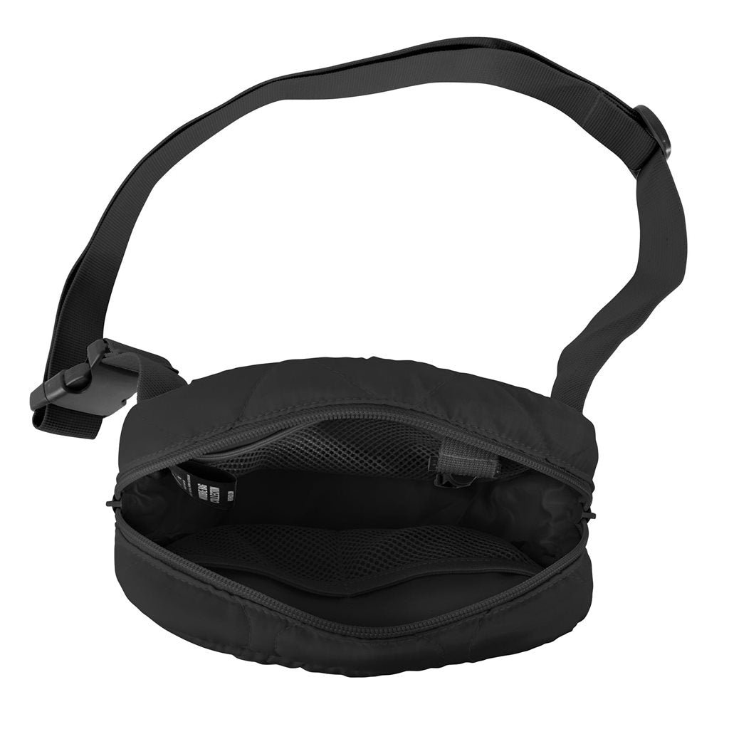 Bolso bandolera Woobie Crossbody negro, estilo acolchado con ligero relleno
