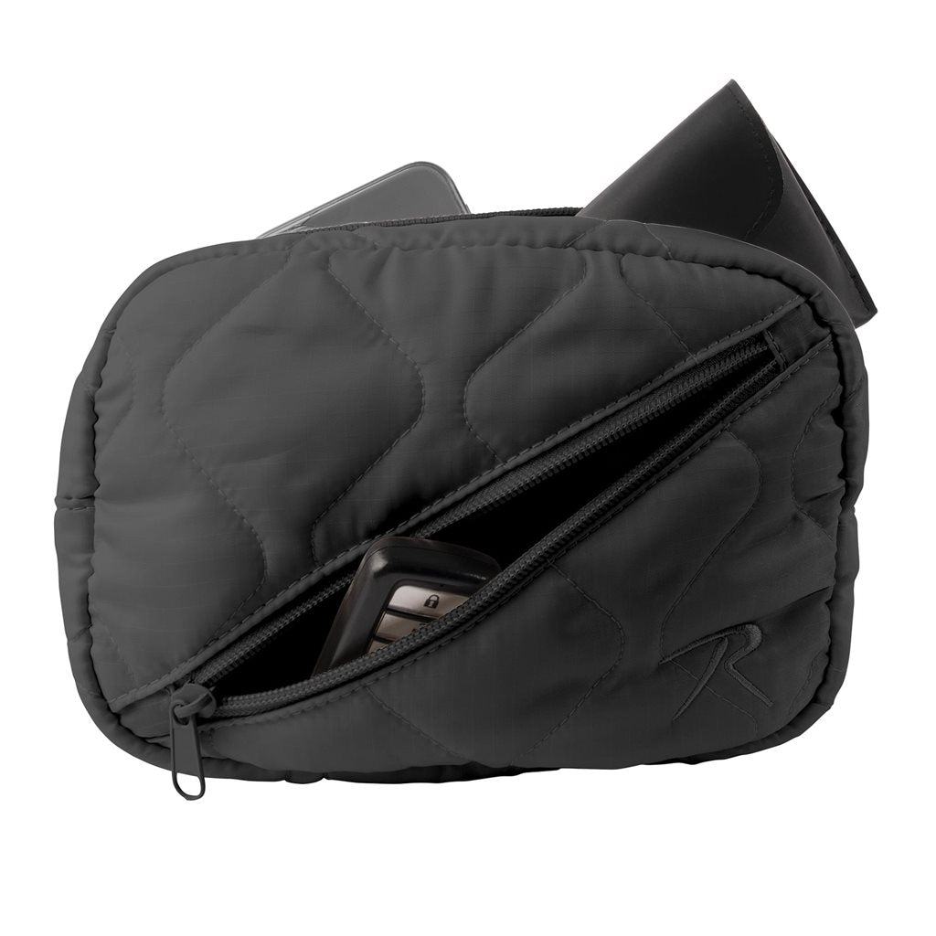 Bolso bandolera Woobie Crossbody negro, estilo acolchado con ligero relleno