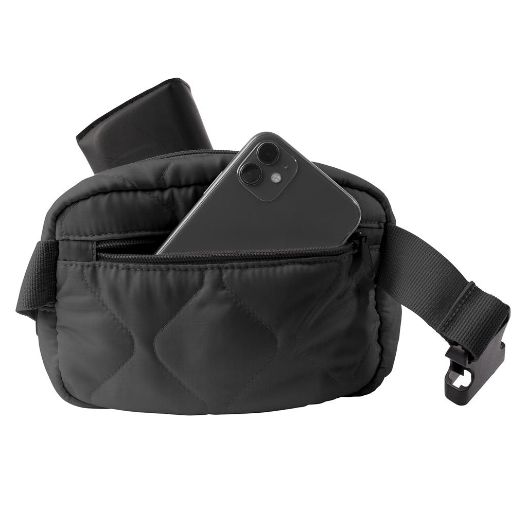 Bolso bandolera Woobie Crossbody negro, estilo acolchado con ligero relleno