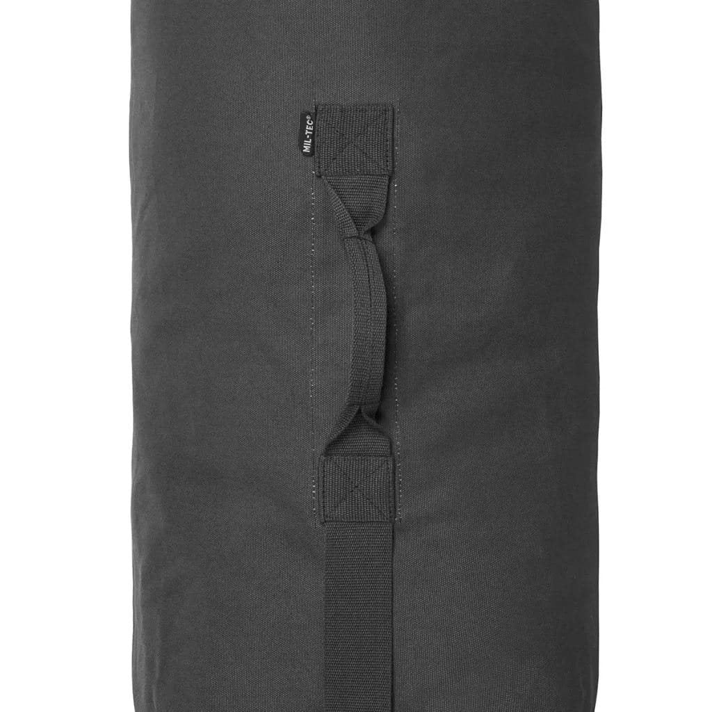 Bolsa marinera estilo US en algodón 100% negro, 105 x 60 cm, asa y correa para hombro