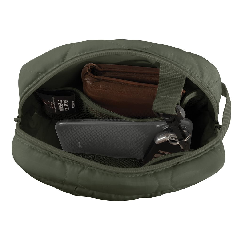 Bolso bandolera WOOBIE verde tipo crossbody, práctico para uso diario