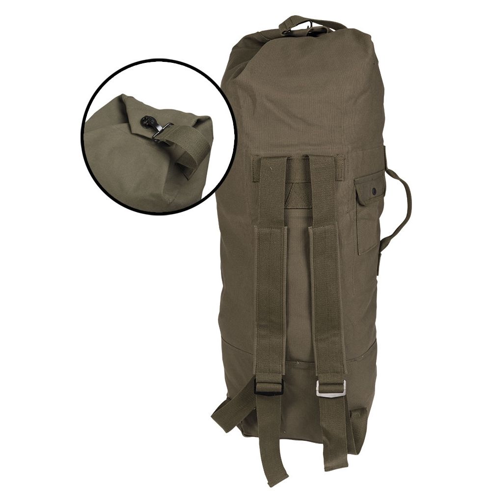 Bolsa marinera US verde con dos correas, aprox. 100 x 50 cm, 100% algodón