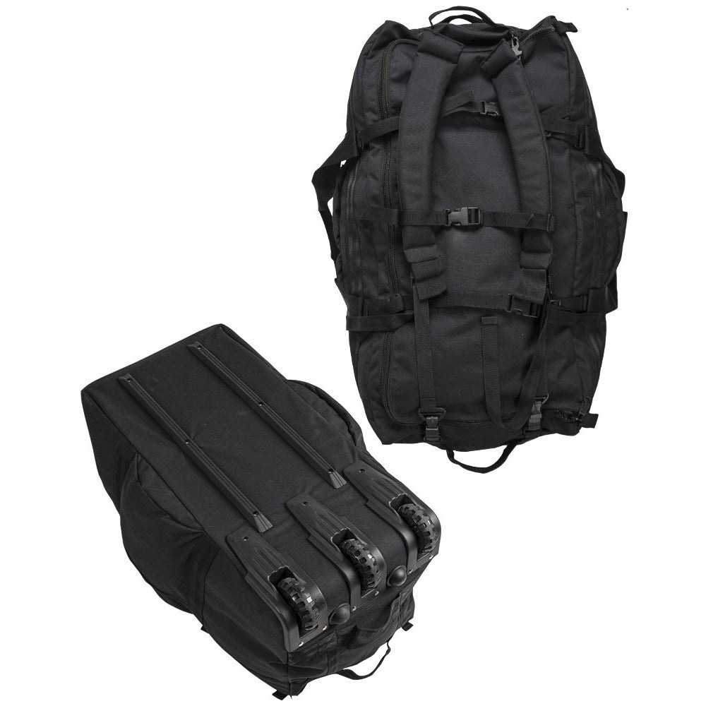 Bolsa de viaje grande verde con ruedas convertible en mochila