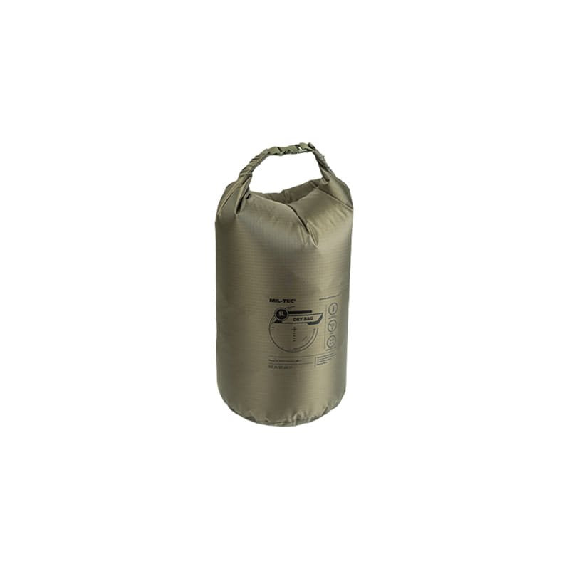 Dry bag impermeable 5 L verde en poliéster 210T con recubrimiento de poliuretano y costuras termoselladas