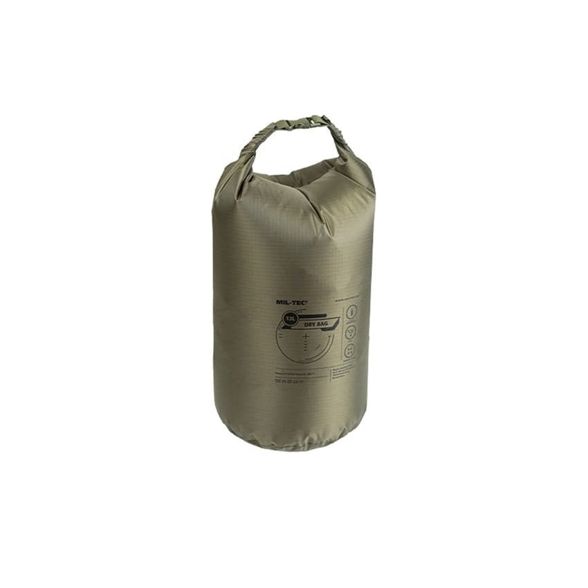 Dry bag impermeable 13 litros verde, ultraligero en poliéster con revestimiento de poliuretano