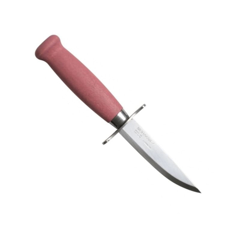 Cuchillo SCOUT 39 rojo con funda de cuero, mango de abedul y hoja de acero 12C27