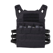 Chaleco portaplacas MOLLE ligero negro sobredimensionado, vista frontal