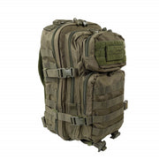 Mochila ASSAULT I pequeña verde 20 L vista frontal con sistema MOLLE