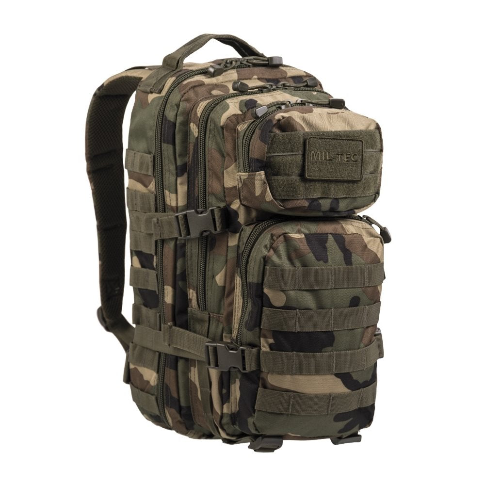 Mochila ASSAULT I Woodland 20 L con sistema MOLLE, tirantes acolchados y respaldo reforzado
