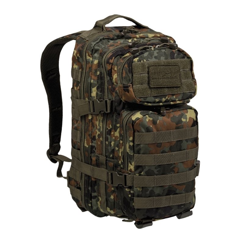 Mochila ASSAULT I pequeña 20 l en color oliva con sistema MOLLE, vista frontal