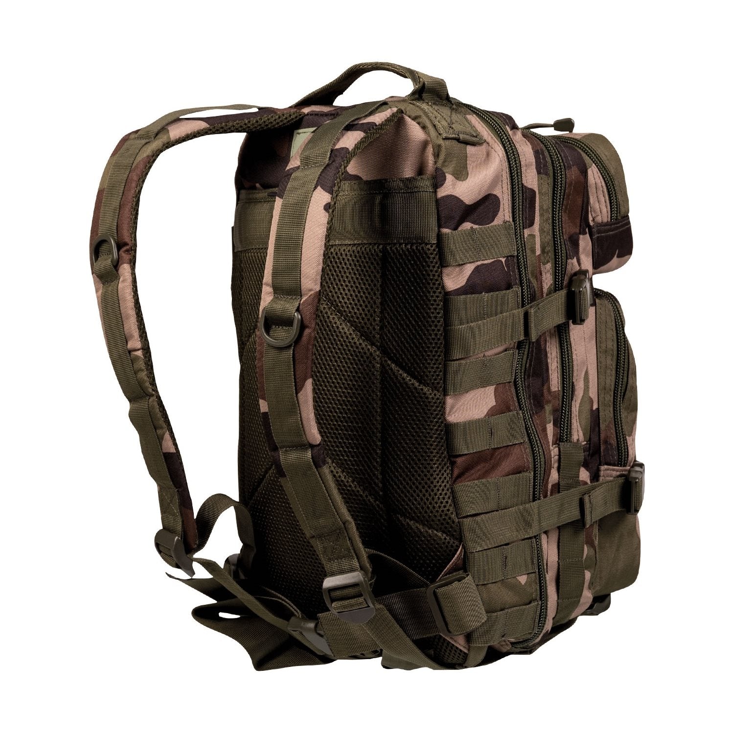 Mochila ASSAULT I pequeña 20 l en color oliva con sistema MOLLE, vista frontal