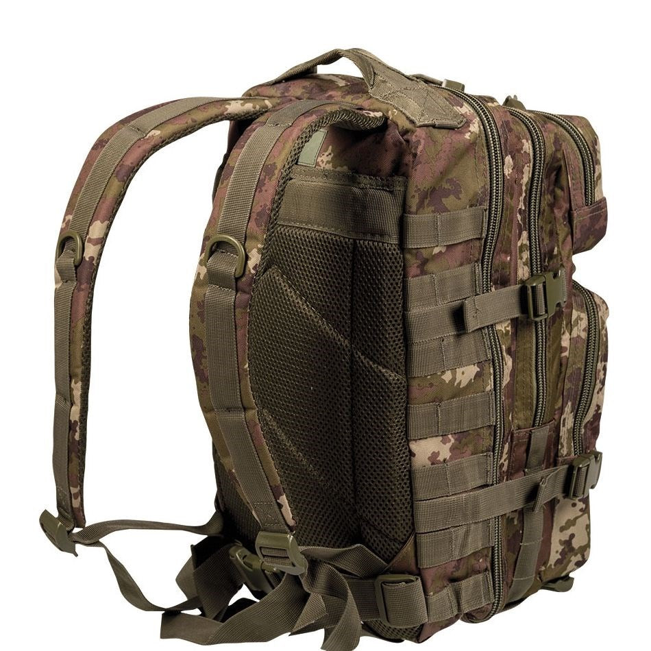 Mochila ASSAULT I pequeña 20 l en color oliva con sistema MOLLE, vista frontal