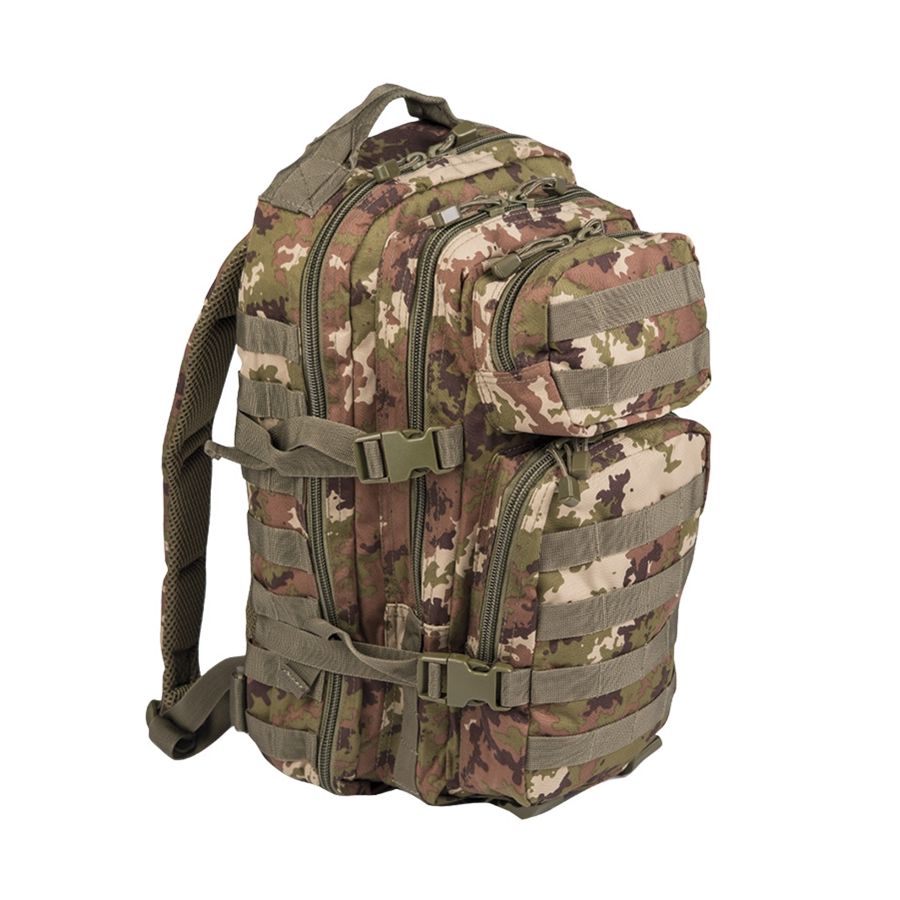 Mochila ASSAULT I pequeña 20 l en color oliva con sistema MOLLE, vista frontal