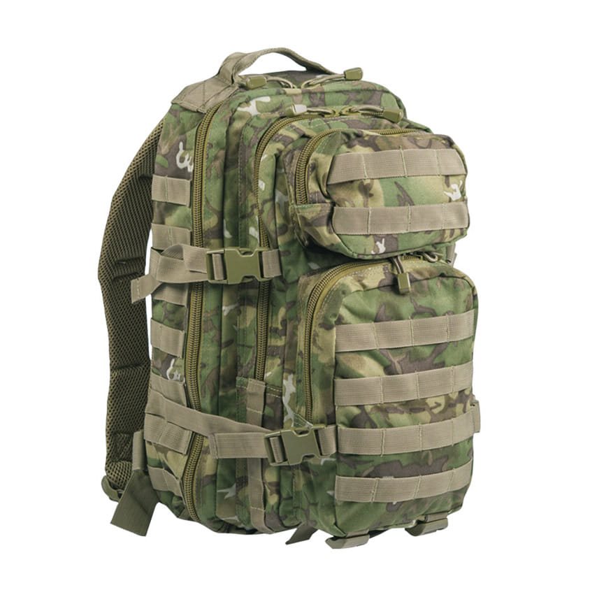 Mochila ASSAULT I pequeña 20 l en color oliva con sistema MOLLE, vista frontal