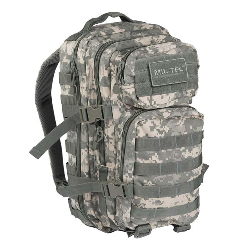 Mochila ASSAULT I pequeña 20 l en color oliva con sistema MOLLE, vista frontal