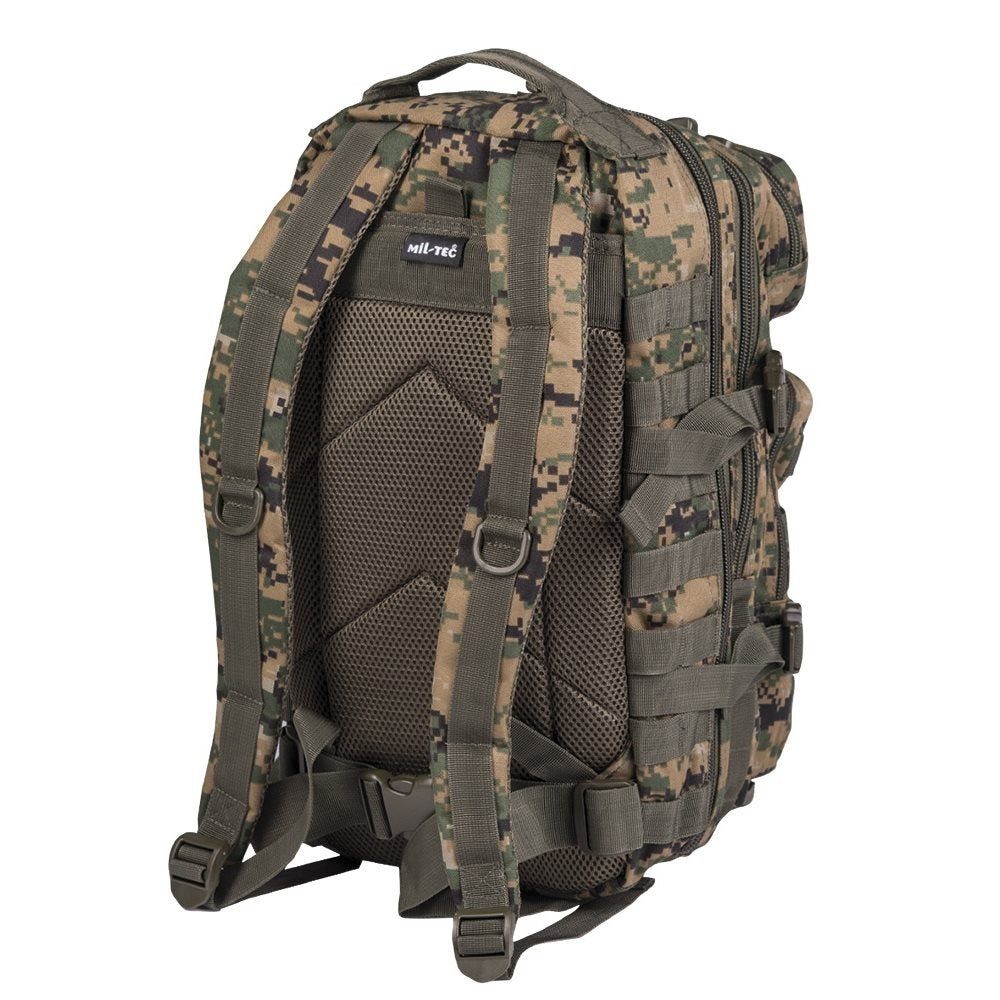Mochila ASSAULT I pequeña 20 l en color oliva con sistema MOLLE, vista frontal