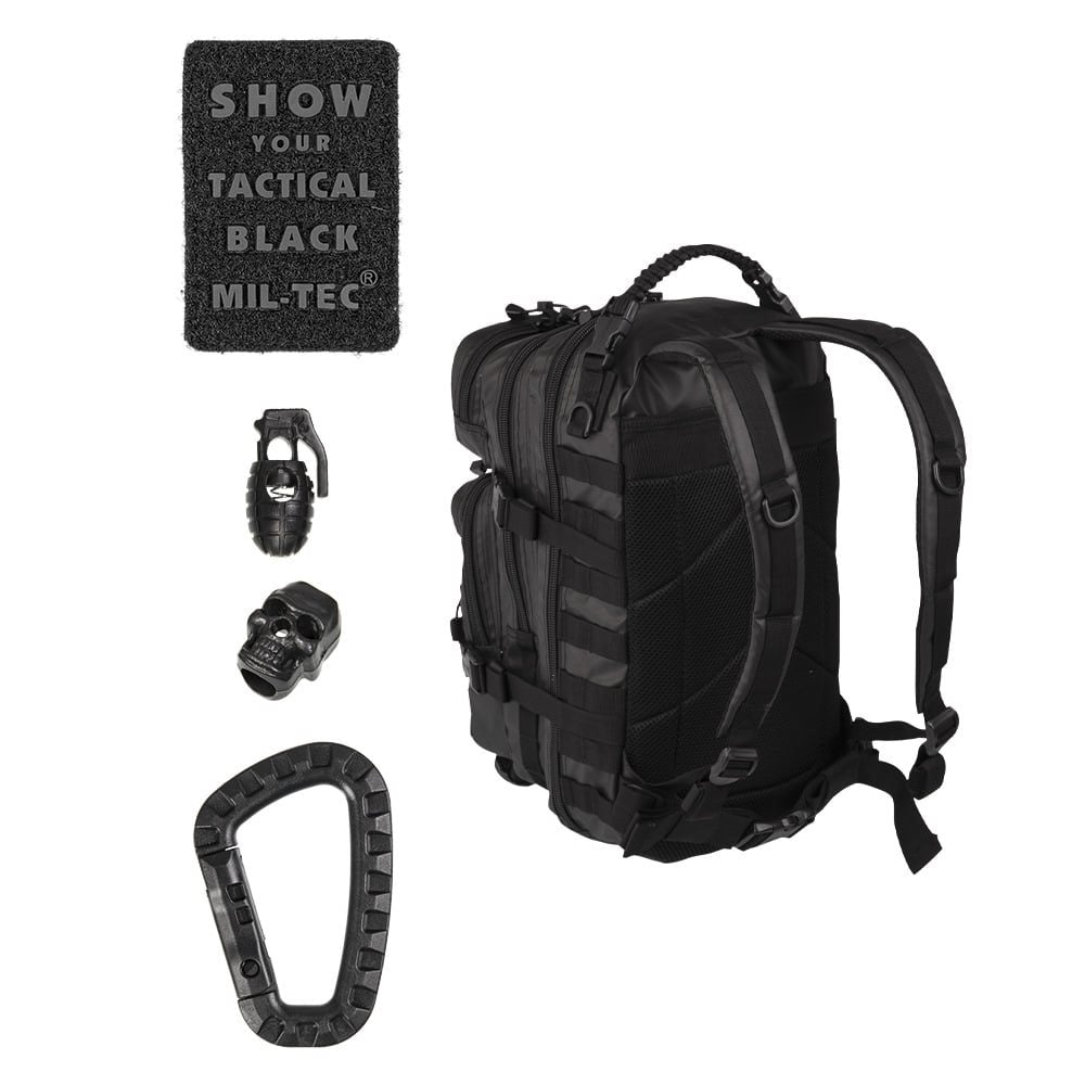 Mochila ASSAULT I negra 20 L con sistema MOLLE y recubrimiento PU impermeable