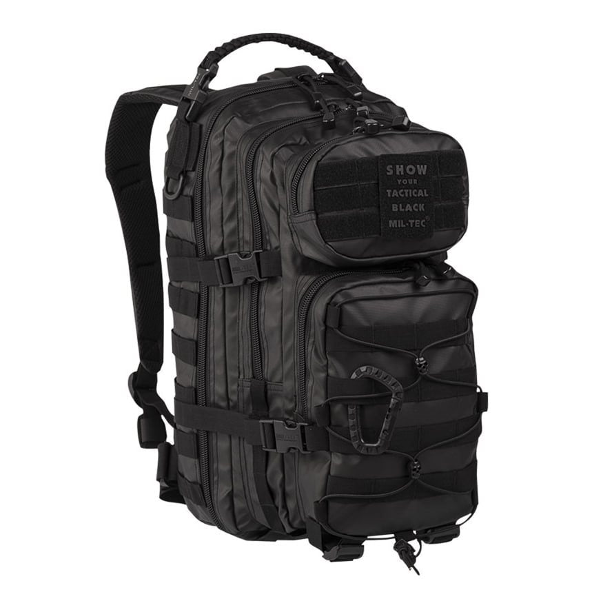 Mochila ASSAULT I negra 20 L con sistema MOLLE y recubrimiento PU impermeable