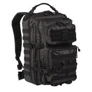 Mochila táctica Assault II negra con recubrimiento PU, capacidad aprox. 36 L, sistema MOLLE