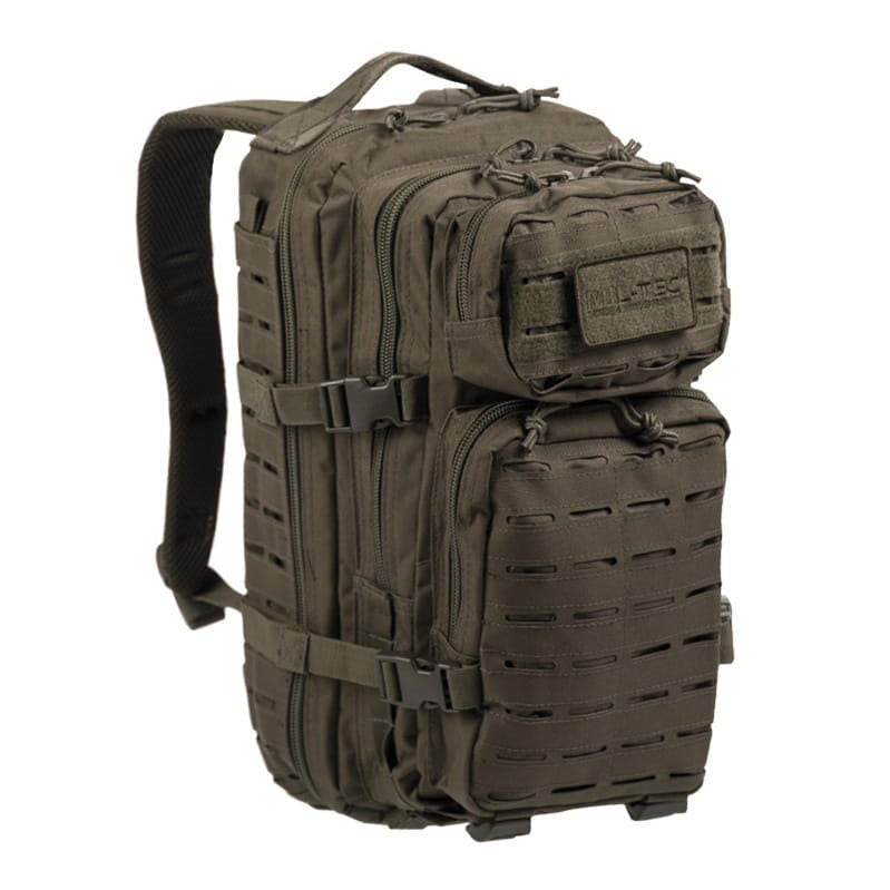 Mochila táctica ASSAULT I Laser Cut verde de aprox. 20 L con sistema MOLLE y bolsillos exteriores