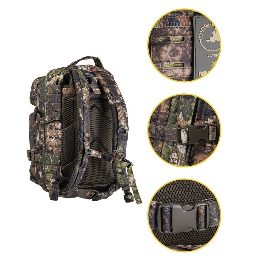 Mochila táctica ASSAULT I Laser Cut en color oscuro con panel láser y sistema MOLLE