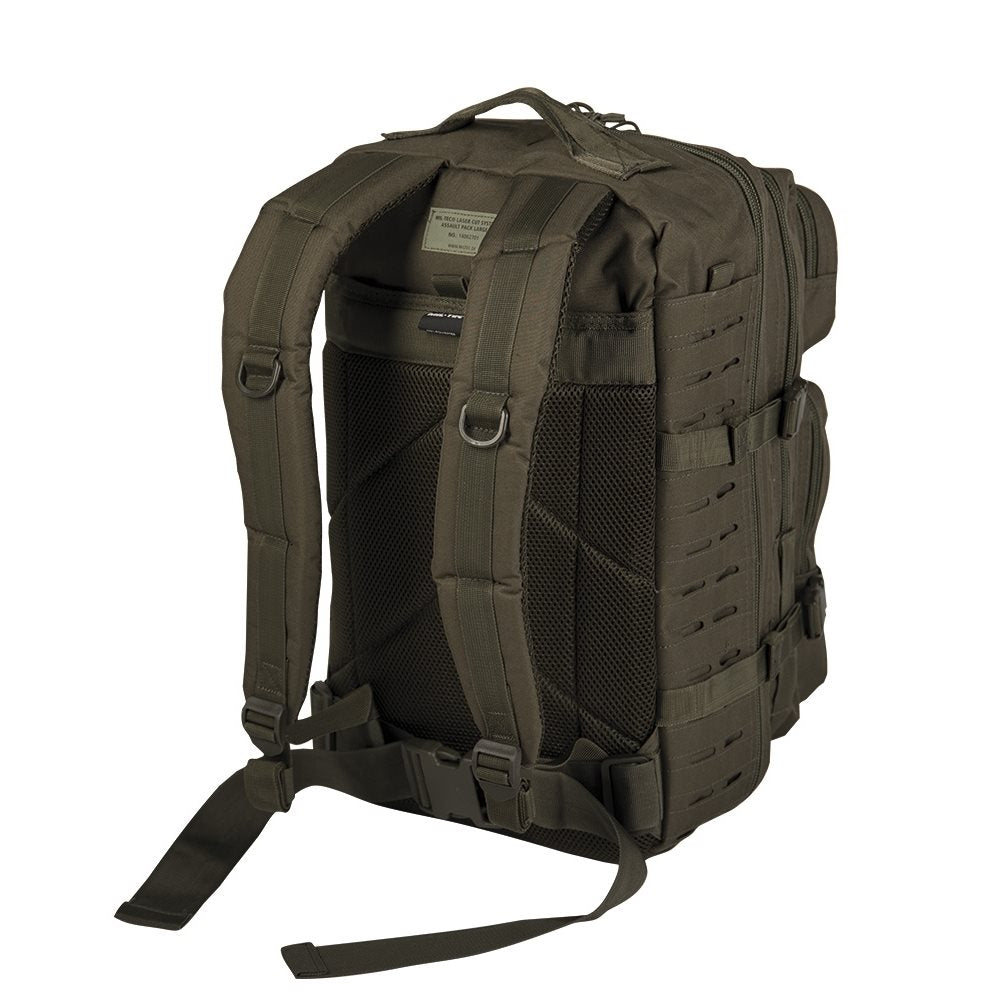 Mochila táctica ASSAULT II Laser Cut verde 36 L con sistema MOLLE y dos bolsillos exteriores