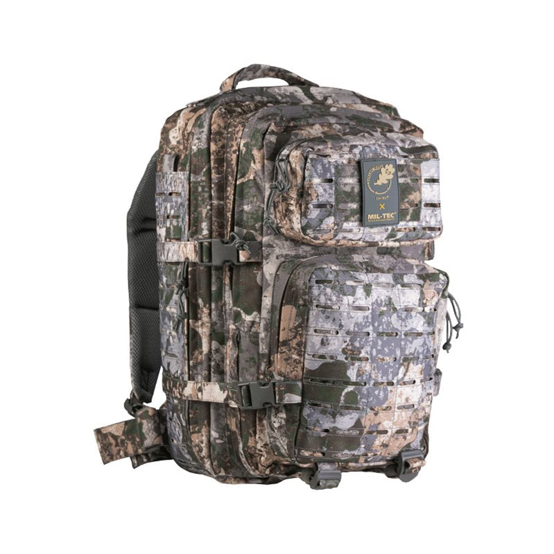 Mochila ASSAULT II Laser Cut verde, 36 L aprox., sistema MOLLE, dos compartimentos principales y dos bolsillos exteriores